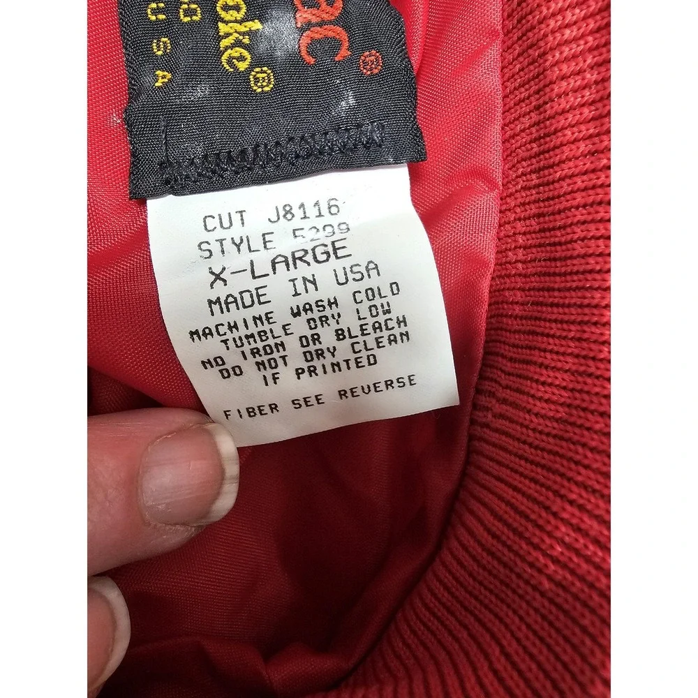 Vintage Dunbrooke Jacket Mens XL Red Satin Bomber Sparkle City Rod Run 80s 1989